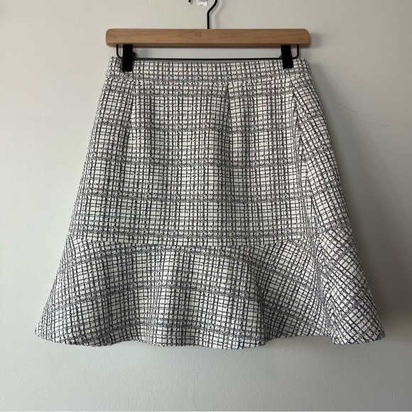 NWT Loft A Line Mini Skirt Black and White Checked XS - Picture 1 of 7